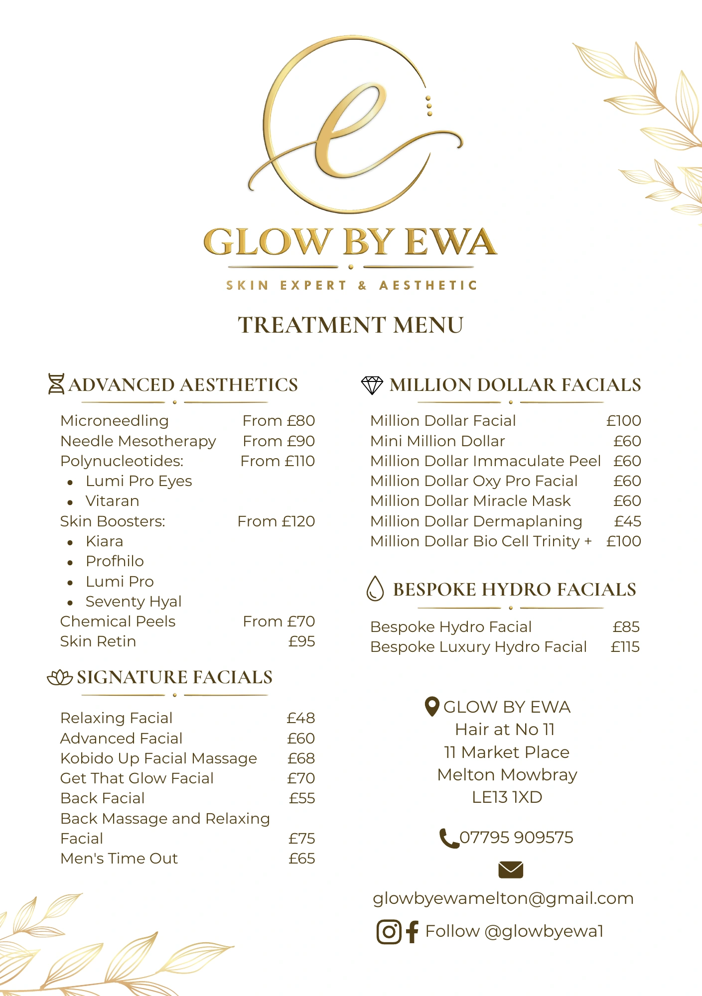 Glow by Ewa - Price list