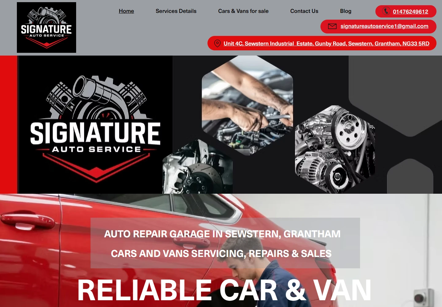 Signature Auto Service website on desktop